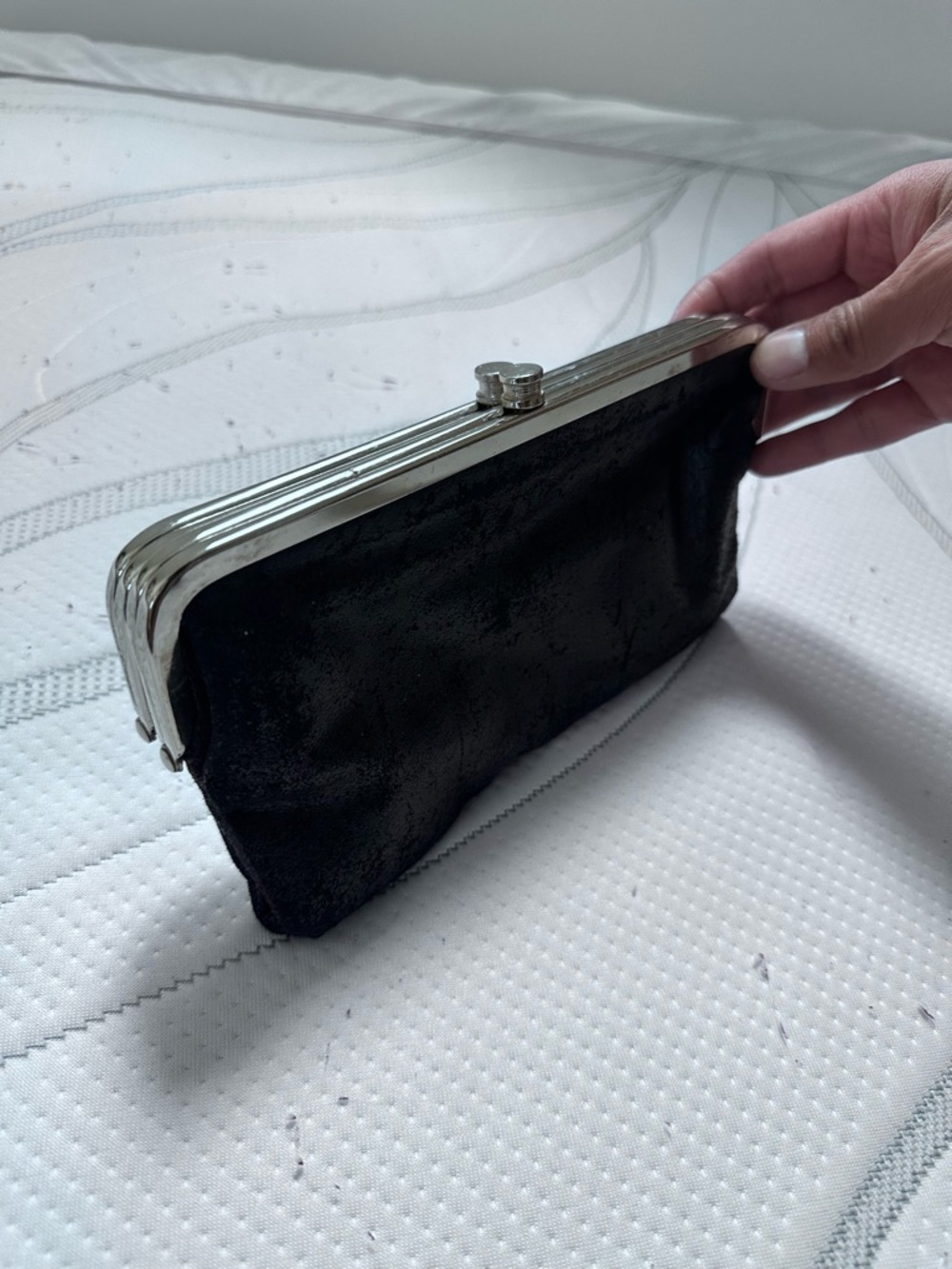 Bitten by Sarah Jessica Parker Black Wallet Clutch with Silver Frame
